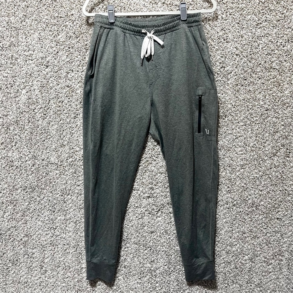 Vuori Joggers Men's M Green Sunday Performance Knit Zipper Pockets Cuffed Ankle